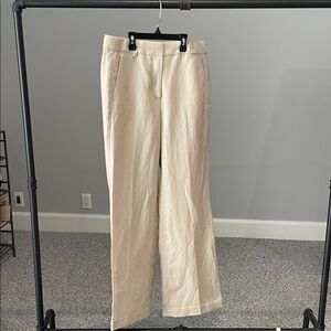 J. Crew Cream Linen-Wool Blend Trousers